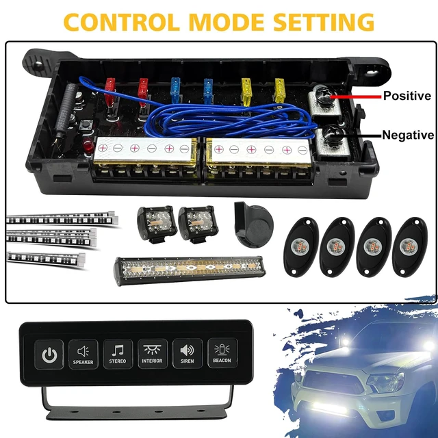 Alt view image 6 of 7 - Wireless 6 Gang Switch Panel,Circuit Control Relay System Box Automatic Dimmable Switch Panel Waterproof Multifunction Offroad LED Light Switch Pod Electronic Relay for Truck Car UTV