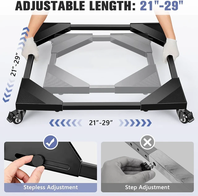 Alt view image 4 of 7 - 700Lbs Mini Fridge Stand with Wheels, 21"-29" Stepless Adjustable