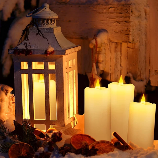 Alt view image 5 of 7 - Real Wax Rechargeable LED Flameless Candles with Remote and Timer,USB Flickering White Pillar Candles-9 Pack for Home Decor Halloween Christmas Decor