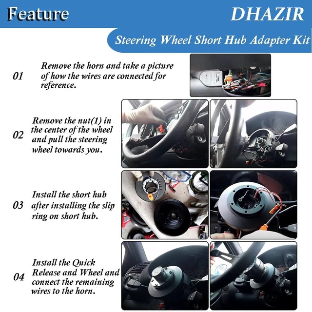 Alt view image 5 of 6 - 121H Steering Wheel Short Hub Adapter Kit 6-Hole