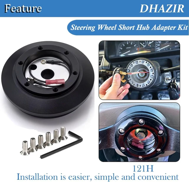 Alt view image 6 of 6 - 121H Steering Wheel Short Hub Adapter Kit 6-Hole