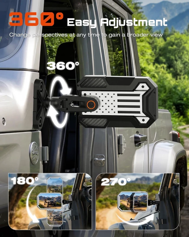 Alt view image 4 of 7 - Wrangler Mirrors for Doors Off, Jeep Wrangler TJ JK 1997-2018