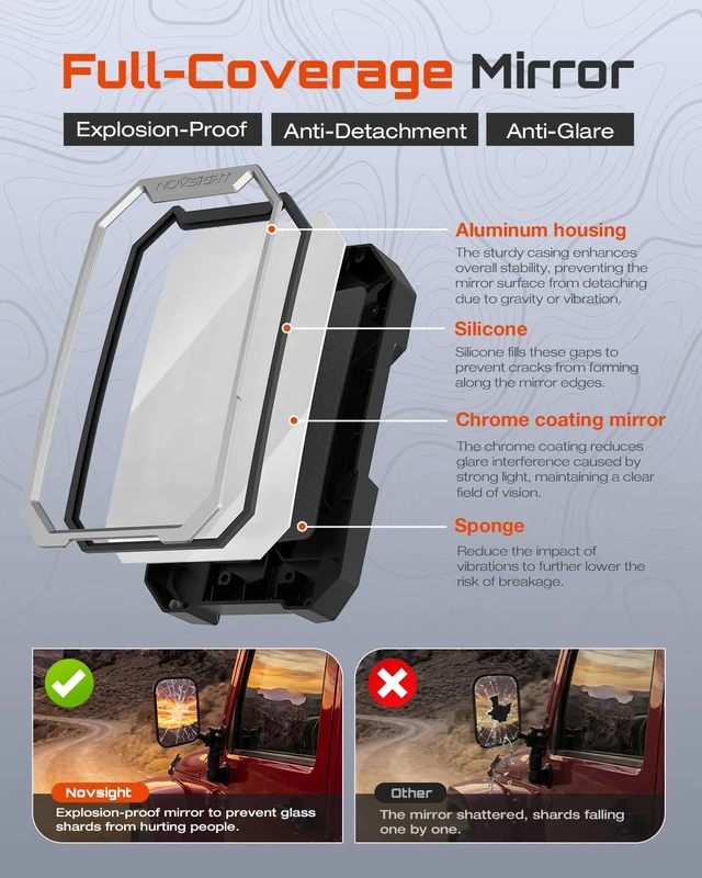Alt view image 6 of 7 - Wrangler Mirrors for Doors Off, Jeep Wrangler TJ JK 1997-2018