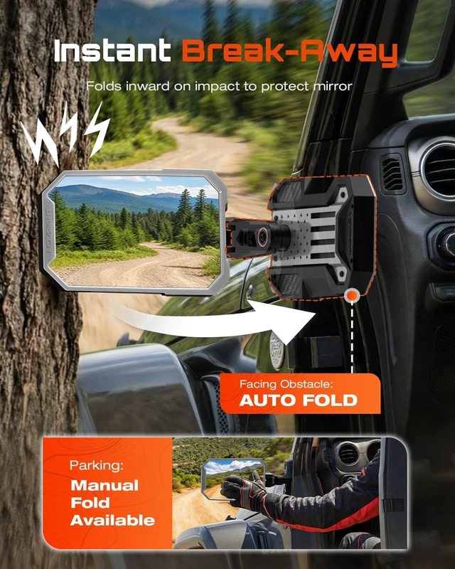 Alt view image 5 of 7 - Wrangler Mirrors for Doors Off, Jeep Wrangler TJ JK 1997-2018