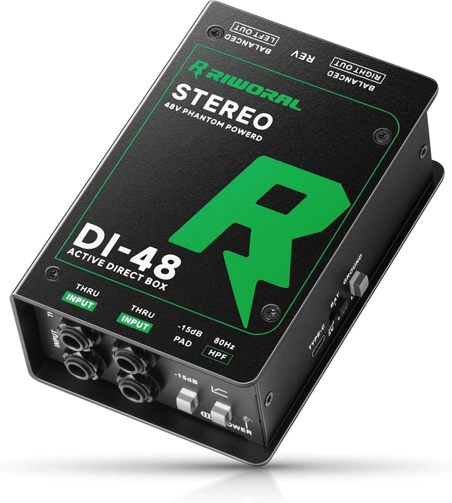 Main image of Direct Box with Dual 1/4 High-Impedance Stereo Inputs Di Boxes Support For Guitar/Bass Instruments Premium Direct Injection Active Di Box For Thru & XLR Outputs (Direct Box)