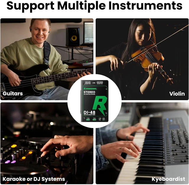 Alt view image 7 of 7 - Direct Box with Dual 1/4 High-Impedance Stereo Inputs Di Boxes Support For Guitar/Bass Instruments Premium Direct Injection Active Di Box For Thru & XLR Outputs (Direct Box)