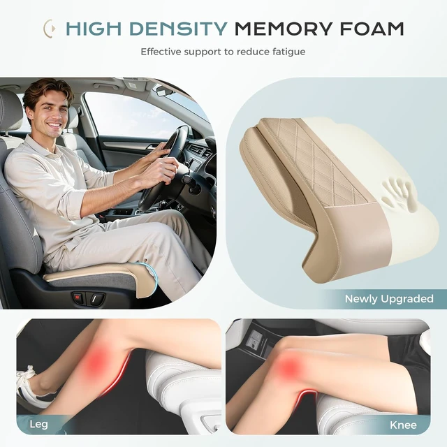 Alt view image 2 of 7 - Car Seat Leg Extender Support Cushion, Leg Rest Cushion for Driver Seat, Universal Car Seat Leg Support, Leather Car Seat Cushion, Waterproof Leg Extension Pad for Long Driving (Update,Beige)