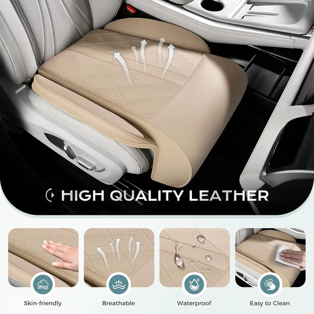 Alt view image 3 of 7 - Car Seat Leg Extender Support Cushion, Leg Rest Cushion for Driver Seat, Universal Car Seat Leg Support, Leather Car Seat Cushion, Waterproof Leg Extension Pad for Long Driving (Update,Beige)