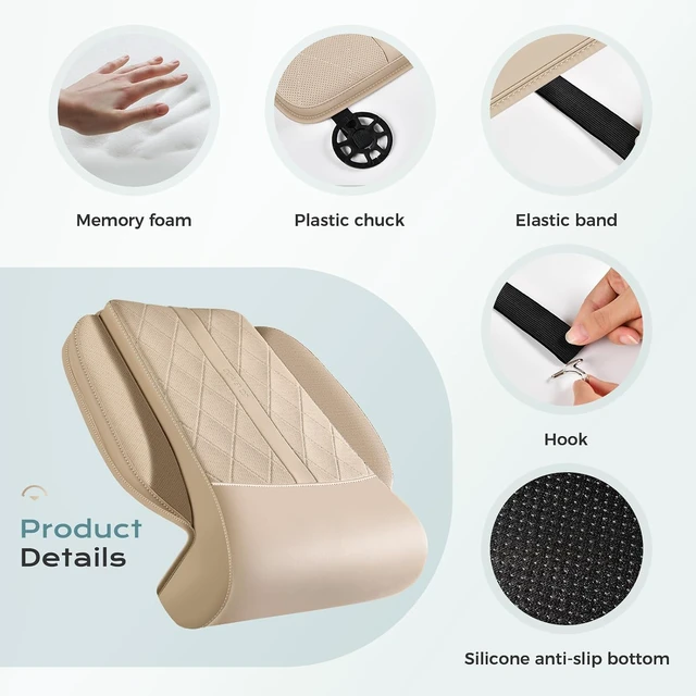 Alt view image 4 of 7 - Car Seat Leg Extender Support Cushion, Leg Rest Cushion for Driver Seat, Universal Car Seat Leg Support, Leather Car Seat Cushion, Waterproof Leg Extension Pad for Long Driving (Update,Beige)