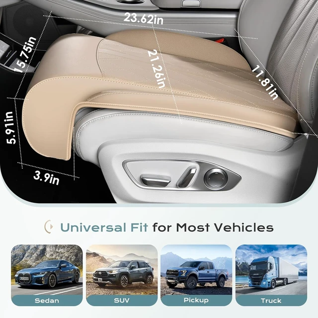 Alt view image 5 of 7 - Car Seat Leg Extender Support Cushion, Leg Rest Cushion for Driver Seat, Universal Car Seat Leg Support, Leather Car Seat Cushion, Waterproof Leg Extension Pad for Long Driving (Update,Beige)