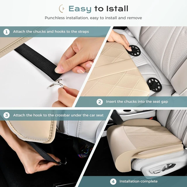 Alt view image 6 of 7 - Car Seat Leg Extender Support Cushion, Leg Rest Cushion for Driver Seat, Universal Car Seat Leg Support, Leather Car Seat Cushion, Waterproof Leg Extension Pad for Long Driving (Update,Beige)