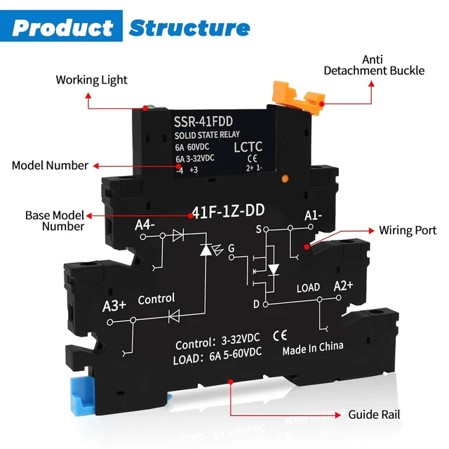 Alt view image 5 of 7 - (10pcs) Solid State Relay DD 5V 12V 1.5A,Signal Relay for PLC,No Contact DC to DC;Input:3-32VDC;Output:5-60VDC;Din Rail