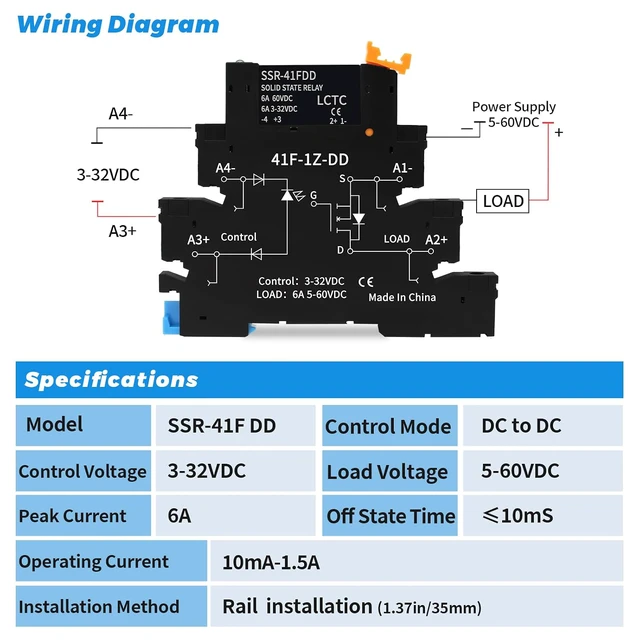 Alt view image 6 of 7 - (10pcs) Solid State Relay DD 5V 12V 1.5A,Signal Relay for PLC,No Contact DC to DC;Input:3-32VDC;Output:5-60VDC;Din Rail