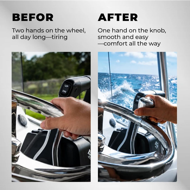 Alt view image 7 of 7 - Steering Wheel Knob, Stainless Suicide Knob Spinner, One-Hand Control,Boat Truck Tractor Mower w/ 3 Ring Sizes(New,Broader Fit)