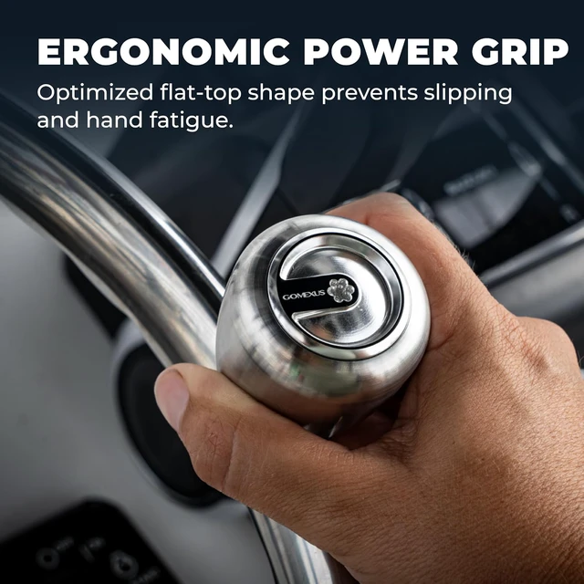 Alt view image 6 of 7 - Steering Wheel Knob, Stainless Suicide Knob Spinner, One-Hand Control,Boat Truck Tractor Mower w/ 3 Ring Sizes(New,Broader Fit)