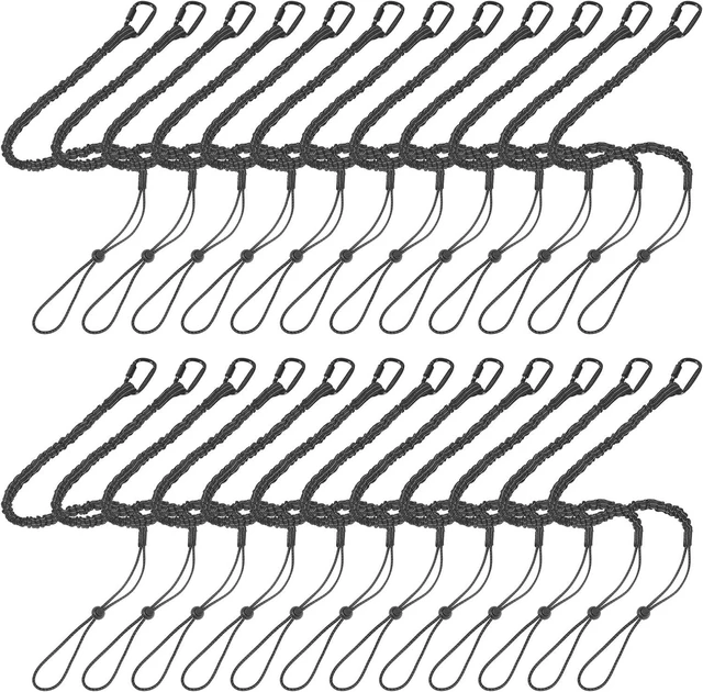 Main image of 24 Pack Safety Tether Tool Lanyard, Standard Length Safety Tool Leash Fall Protection Tether with Screw Lock Carabiner & Adjustable Loop End, Maximum Weight Limit 9KG/19.8LBS