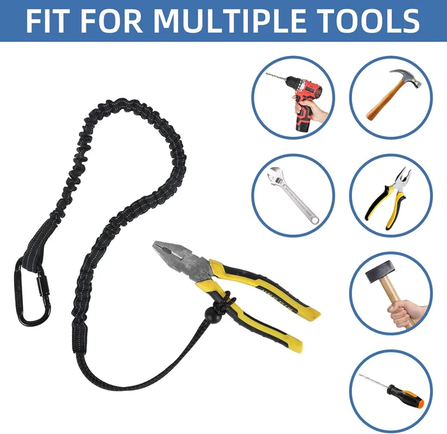 Alt view image 6 of 7 - 24 Pack Safety Tether Tool Lanyard, Standard Length Safety Tool Leash Fall Protection Tether with Screw Lock Carabiner & Adjustable Loop End, Maximum Weight Limit 9KG/19.8LBS