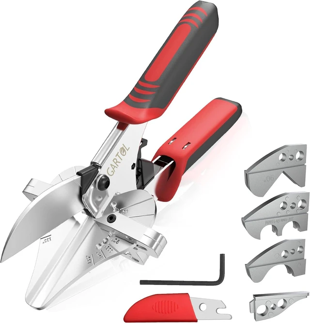 Main image of Ratchet Miter Shears, 45°-135° Adjustable Multi-Angle Cutter for Molding, Trim & Quarter Round Precision Hand Tool for PVC & Soft Wood Includes 5 Anvils & Replaceable Blade