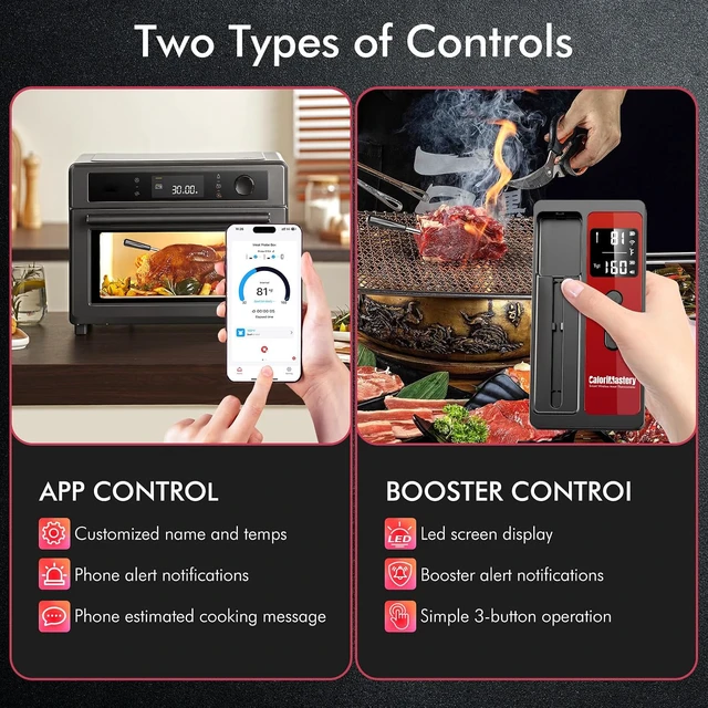 Alt view image 5 of 7 - Wireless Smart Bluetooth Meat Thermometer Digital for BBQ, Grill, Oven, Smoker, 500ft Range Cooking Thermometer with Ultra-Thin Wireless Meat Probe, Perfect for Steak, Chicken, Turkey