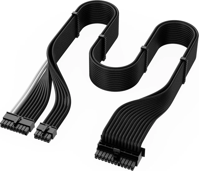 Alt view image 3 of 6 - X-Enlazar PSU Cable Kit for Seasonic Power Supplies - 90-Degree Connectors, Individually Sleeved with Braiding & Combs, 16AWG Wire, 9-Piece Kit, Type-B PCIe GPU Connectors - Black