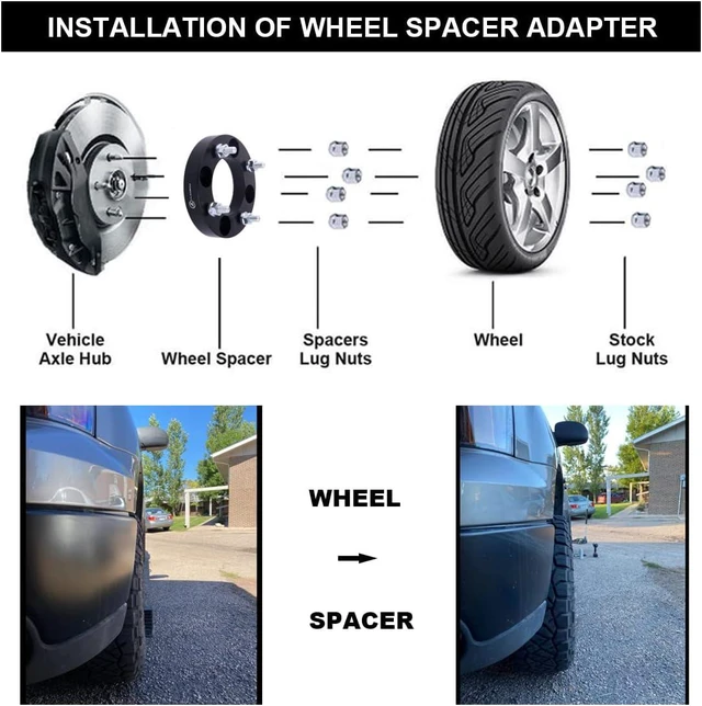 Alt view image 2 of 6 - Black Forged 1.5" 4x4 Golf Cart Wheel Spacers with 1/2" Studs, Compatible with EZ GO, EZGO & Club Car (4x101.6mm Bolt Pattern, 62mm Center Bore) Pack of 2