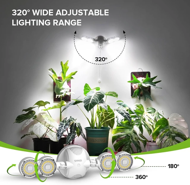 Alt view image 3 of 7 - Wall Mounted Grow Light, 30W Dual Head Full Spectrum with Remote