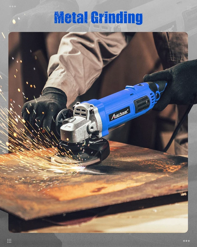 Alt view image 6 of 7 - Angle Grinder 4-1/2 Inch 8.0 Amp 1000W Electric Grinder Tool 7-Variable-Speed Metal Grinder, 11,500 RPM, Paddle Switch with Lock-on Button, Cutting & Grinding Wheels and Side Handle - Blue