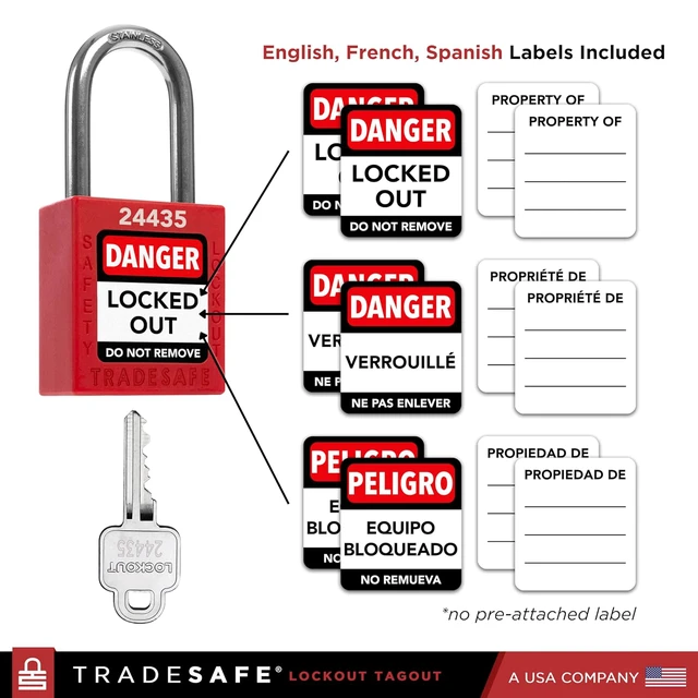 Alt view image 4 of 7 - Lockout Locks, 10 Red Loto Locks Keyed Different, 1 Key Each