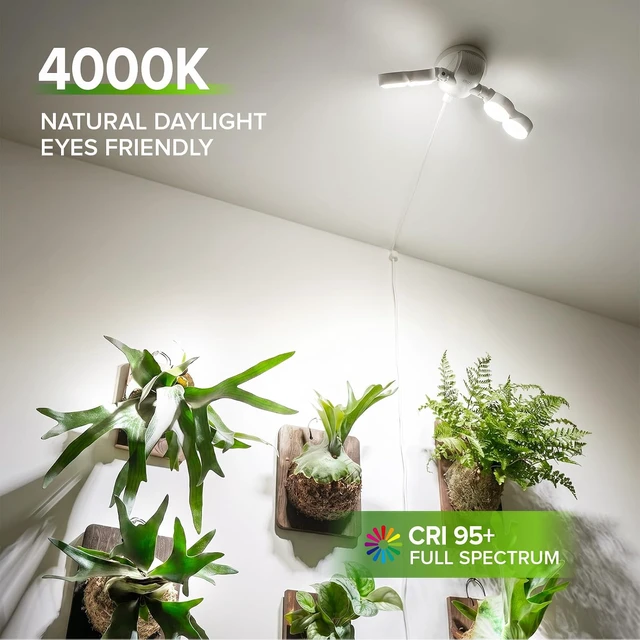 Alt view image 2 of 7 - Wall Mounted Grow Light, 30W Dual Head Full Spectrum with Remote