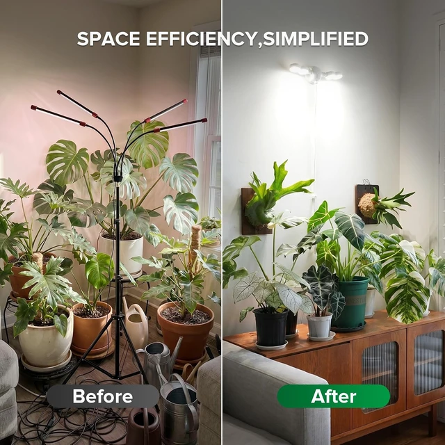 Alt view image 6 of 7 - Wall Mounted Grow Light, 30W Dual Head Full Spectrum with Remote