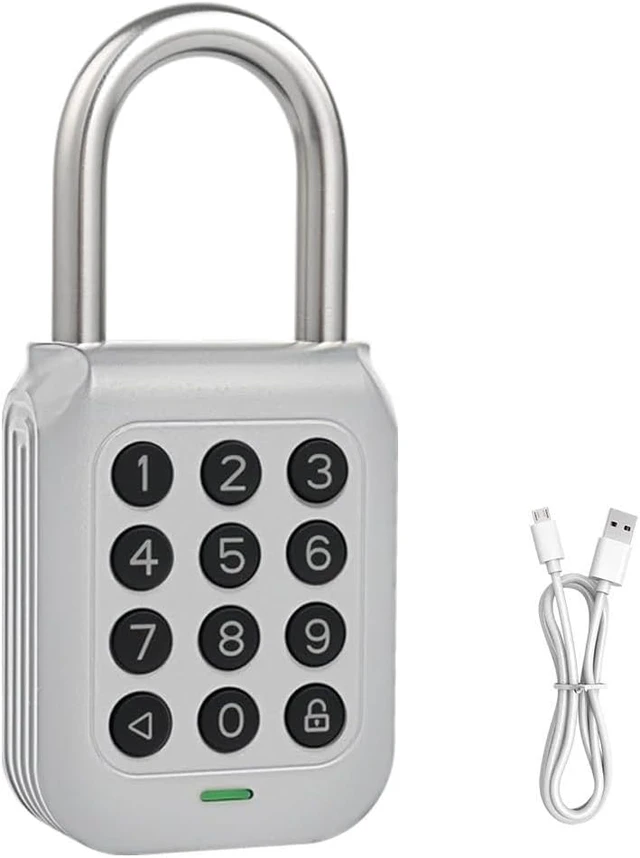 Alt view image 2 of 6 - Smart Padlock Alpha1 Heavy-Duty Electronic Padlock Combination Weatherproof Digital Keypad Number Button Locks with Code, Outdoor/Indoor Use with Upgraded Security Features (Silver)