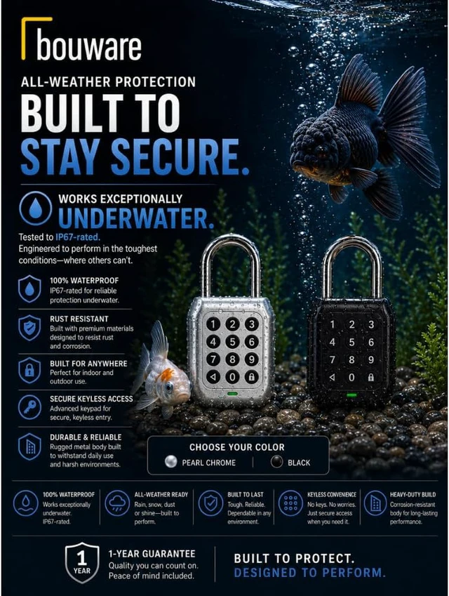 Alt view image 5 of 6 - Smart Padlock Alpha1 Heavy-Duty Electronic Padlock Combination Weatherproof Digital Keypad Number Button Locks with Code, Outdoor/Indoor Use with Upgraded Security Features (Silver)