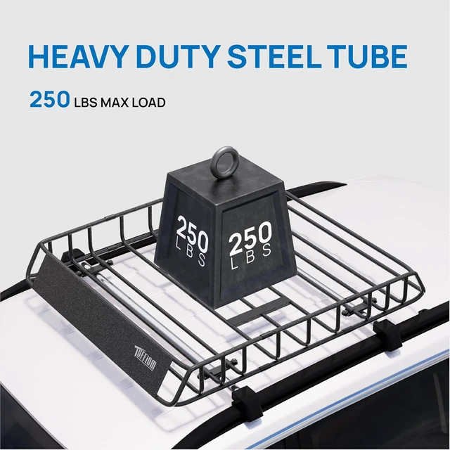 Alt view image 3 of 7 - 46"x 36"x 6" Universal Rooftop Cargo Carrier Basket, Heavy Duty Steel Roof Rack Basket w/4 Straps with Hook, Car Top Rack Luggage Holder Carrier for SUV Car Truck Van