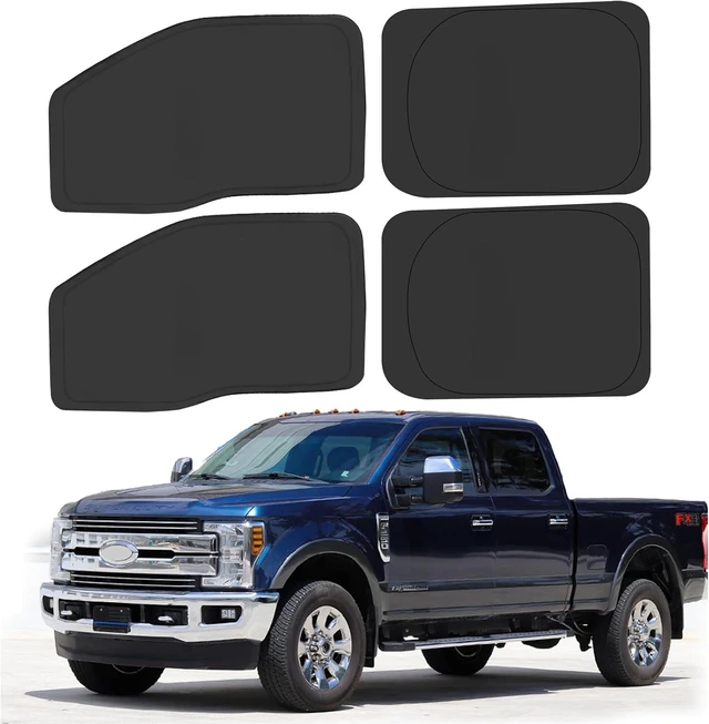 Main image of Side Window Sun Shade for 2017-2022 Fo-rd F250 F350 Super Duty, Super Crew Cab 4Door Pickup, Foldable Window Sunshade Sun Visor Protector, Side Window Shades Blocks UV Rays Heat, Pack of 4