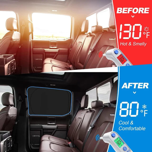 Alt view image 2 of 7 - Side Window Sun Shade for 2017-2022 Fo-rd F250 F350 Super Duty, Super Crew Cab 4Door Pickup, Foldable Window Sunshade Sun Visor Protector, Side Window Shades Blocks UV Rays Heat, Pack of 4