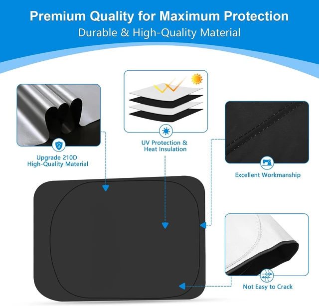 Alt view image 5 of 7 - Side Window Sun Shade for 2017-2022 Fo-rd F250 F350 Super Duty, Super Crew Cab 4Door Pickup, Foldable Window Sunshade Sun Visor Protector, Side Window Shades Blocks UV Rays Heat, Pack of 4
