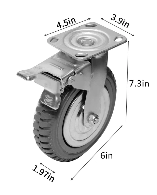 Alt view image 2 of 7 - 6 Inch Heavy Duty Plate Casters Wheels Set of 4 Swivel Casters with Ball Bearing 1322lbs Capacity Smooth Silent 360 Degree Rotation (2 with Brake Lock, 2 Without Brake) PU Material