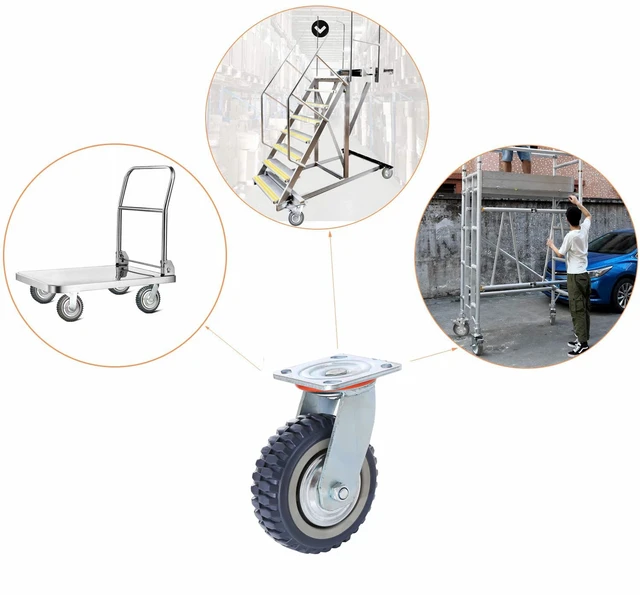 Alt view image 7 of 7 - 6 Inch Heavy Duty Plate Casters Wheels Set of 4 Swivel Casters with Ball Bearing 1322lbs Capacity Smooth Silent 360 Degree Rotation (2 with Brake Lock, 2 Without Brake) PU Material