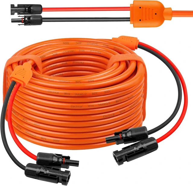Main image of Solar Panel Extension Cable 75FT - 10AWG+14AWG Solar Wire with Female & Male IP68 Waterproof Connector for RV, Photovoltaic Systems, Home, Boat, Solar Panels, Car