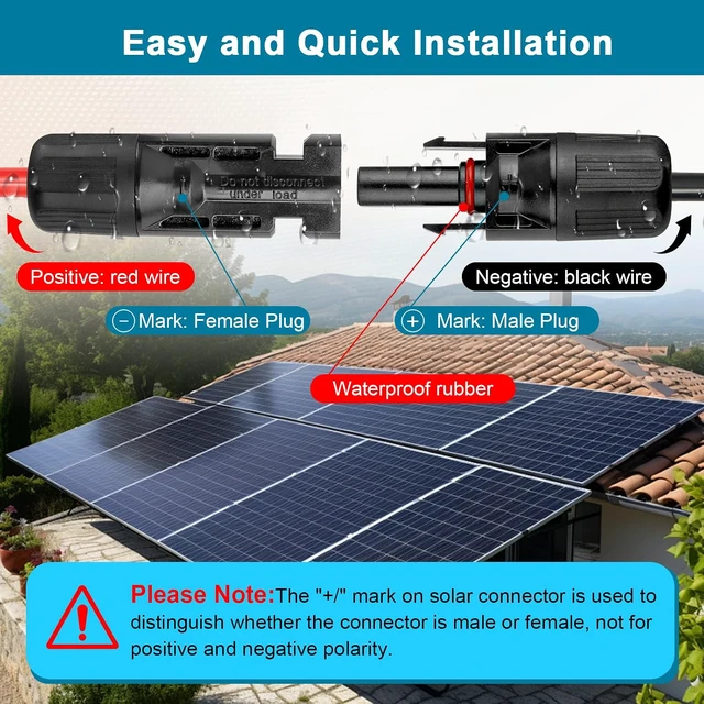 Alt view image 3 of 7 - Solar Panel Extension Cable 75FT - 10AWG+14AWG Solar Wire with Female & Male IP68 Waterproof Connector for RV, Photovoltaic Systems, Home, Boat, Solar Panels, Car