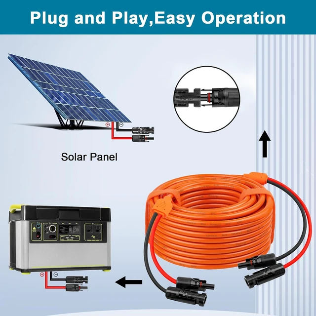 Alt view image 6 of 7 - Solar Panel Extension Cable 75FT - 10AWG+14AWG Solar Wire with Female & Male IP68 Waterproof Connector for RV, Photovoltaic Systems, Home, Boat, Solar Panels, Car