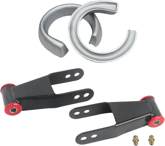 Main image of 2"-2" Adjustable Lift Kit Leveling Raise Shackles & Coil Spacers for 1998-2012 Ford Ranger, 1987-2004 Dodge Dakota & 1997-2003 Dodge Durango 2WD