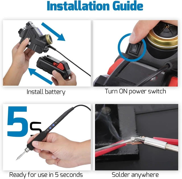 Alt view image 6 of 7 - 982-VI 3 Cordless Soldering Station for Milwaukee 20V Battery Soldering Iron Kit with Integrated Holder, Tips Cleaner, °C-°F Conversion, Sleep Mode, 5 C235 Compatible Tips, 0.8mm Solder Wire