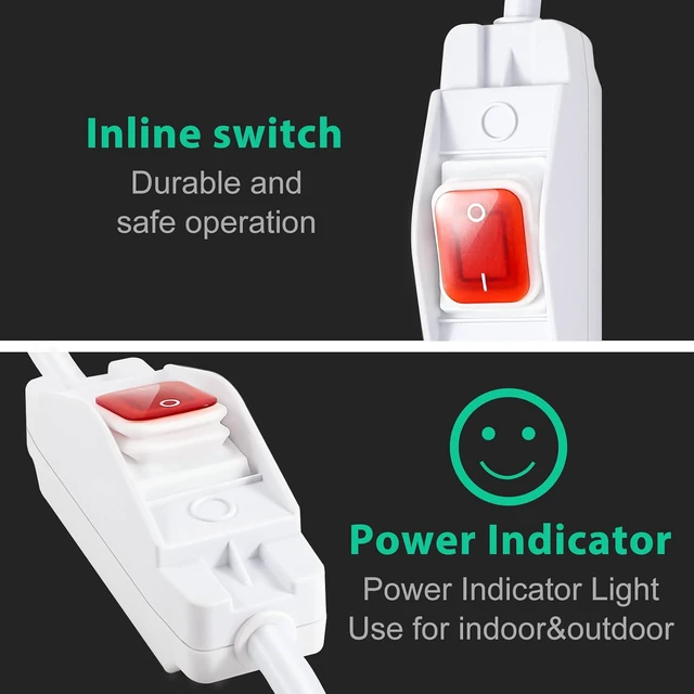 Alt view image 6 of 7 - Outdoor Waterproof On/Off Switch Extension Cord (White,35 Ft)