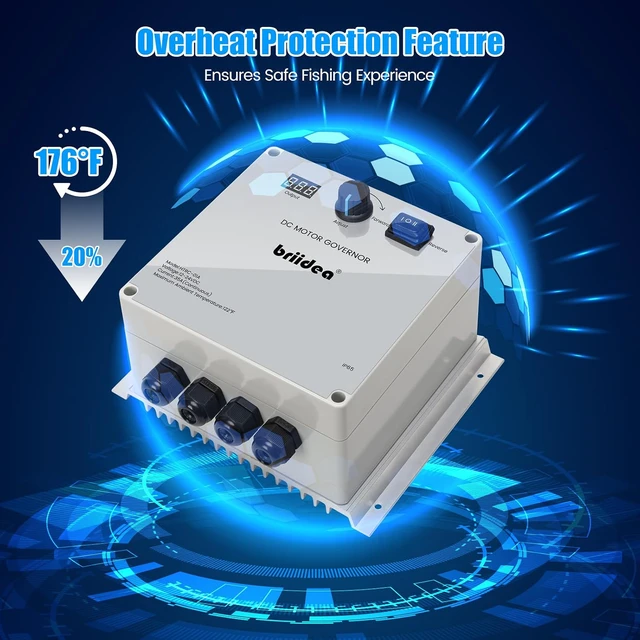 Alt view image 4 of 7 - PWM Controller (2nd Generation), 12V-24V 35A DC Motor Speed Controller with Forward, Brake & Reverse Switch, Over-Temperature Protection & Enhanced Heat Dissipation for 55 lbs Trolling Motors