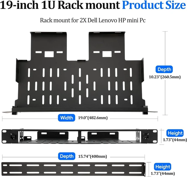 Alt view image 3 of 7 - Mini PC Rack Mount Kit for 2 UnitsHeavy Duty 19" 1U Server Mounting Bracket Fits OptiPlex Micro, ThinkCentre Tiny, HP EliteDesk (Mini Series) with Dual RJ45 Pass-Through & Hand Screws