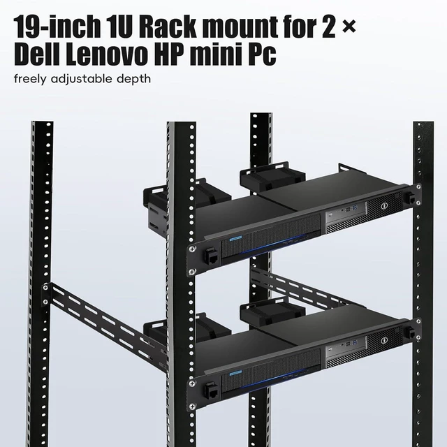 Alt view image 5 of 7 - Mini PC Rack Mount Kit for 2 UnitsHeavy Duty 19" 1U Server Mounting Bracket Fits OptiPlex Micro, ThinkCentre Tiny, HP EliteDesk (Mini Series) with Dual RJ45 Pass-Through & Hand Screws