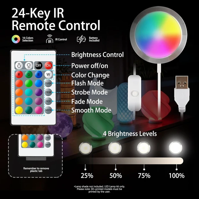 Alt view image 3 of 7 - 12-Pack IR RGB LED Lamp Kit 001 for Bambu Lab 3D Printed Light kit