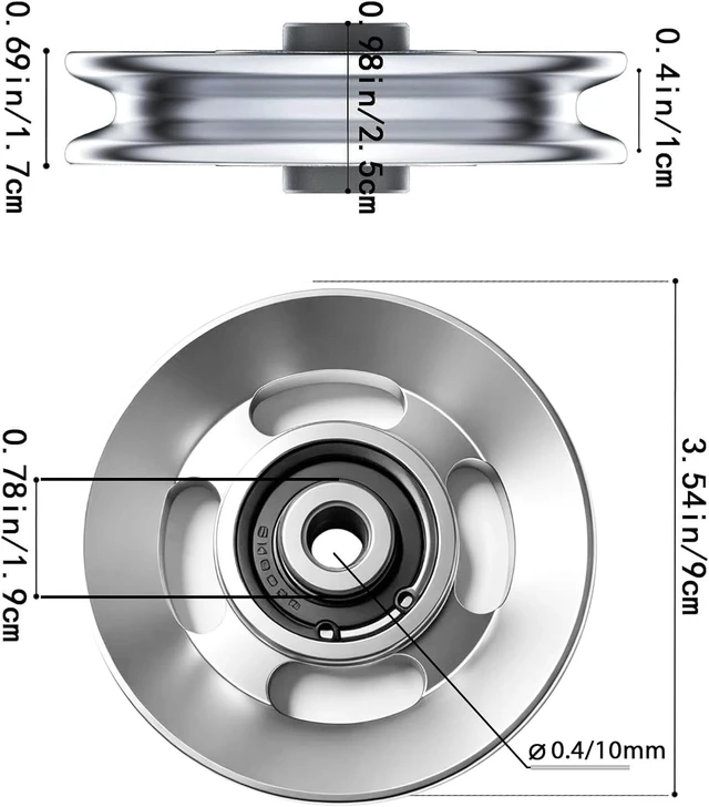 Alt view image 2 of 6 - 12pcs 90mm Universal Aluminum Pulley Wheel for Gym Equipment, Silent Cable Machine Replacement Part,Heavy Duty Undeformable Fitness Aluminum Alloy Bearing Gym Pulley Wheel for Home Gym(Silver)