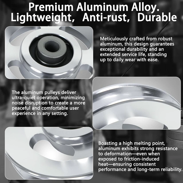 Alt view image 3 of 6 - 12pcs 90mm Universal Aluminum Pulley Wheel for Gym Equipment, Silent Cable Machine Replacement Part,Heavy Duty Undeformable Fitness Aluminum Alloy Bearing Gym Pulley Wheel for Home Gym(Silver)